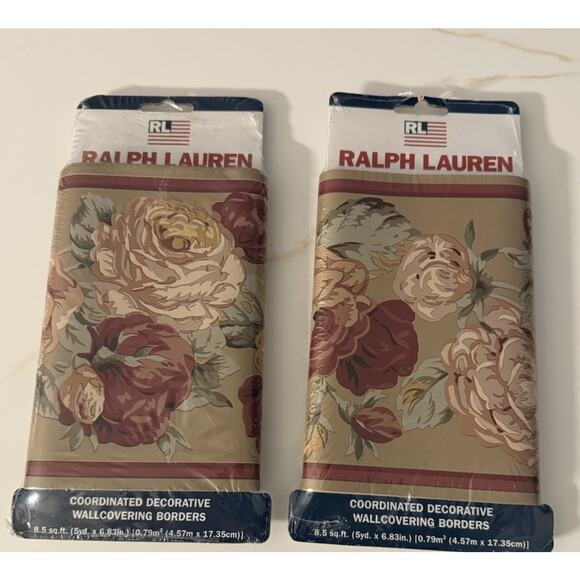 Ralph Lauren Kathleen Border Tea Wallpaper Border 82802210 8.5 Sq Feet Set Of 2 - Picture 1 of 4